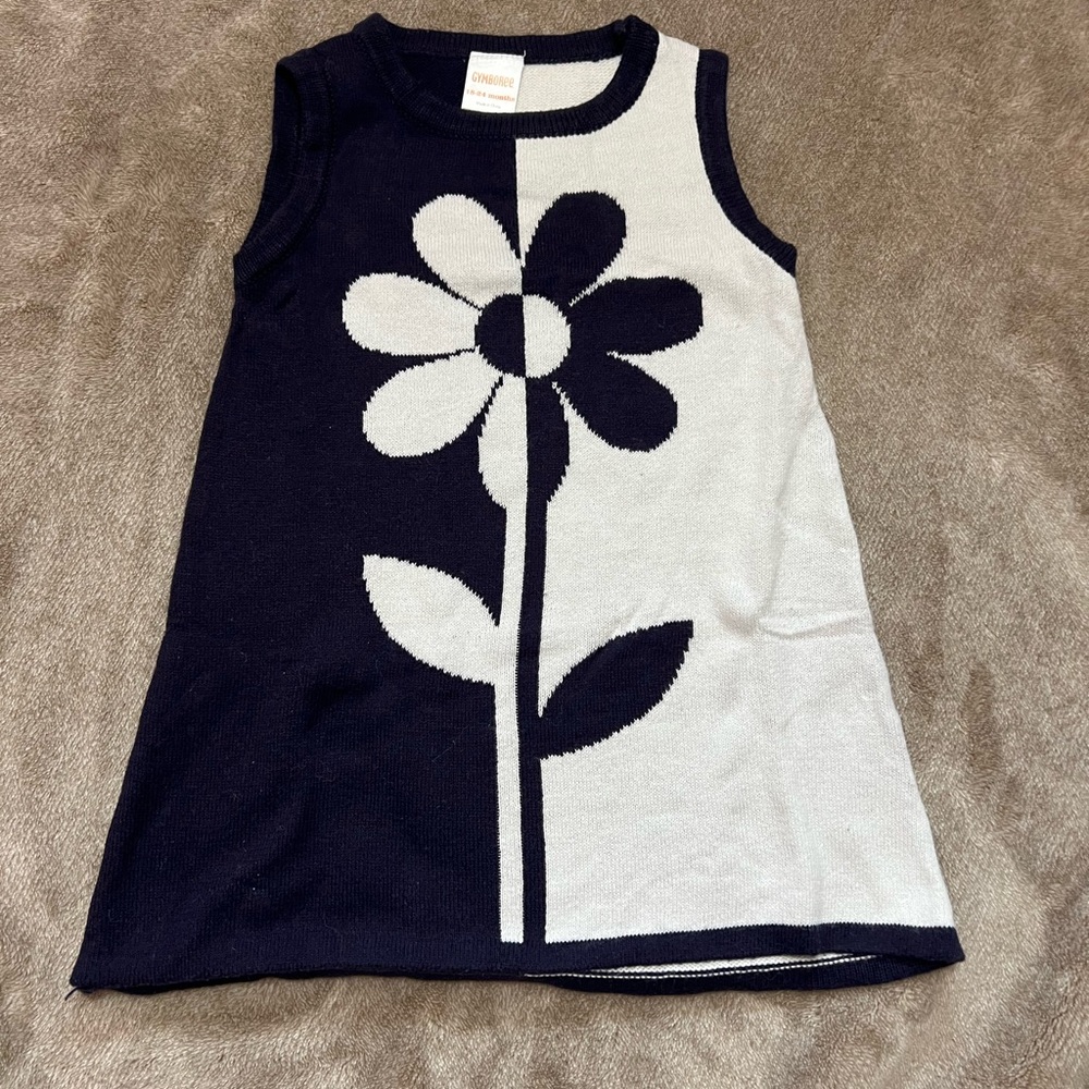Gymboree Black and White Flower Sweater Dress 18M